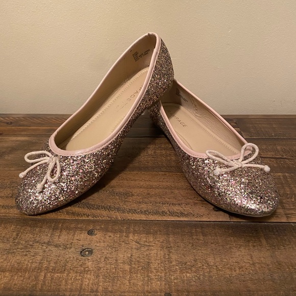 Rampage Pink Champagne Glitter Ballet Flats - Picture 1 of 7